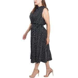 Wisp Black and White Polka Dot Midi Sun Dress Size 24W